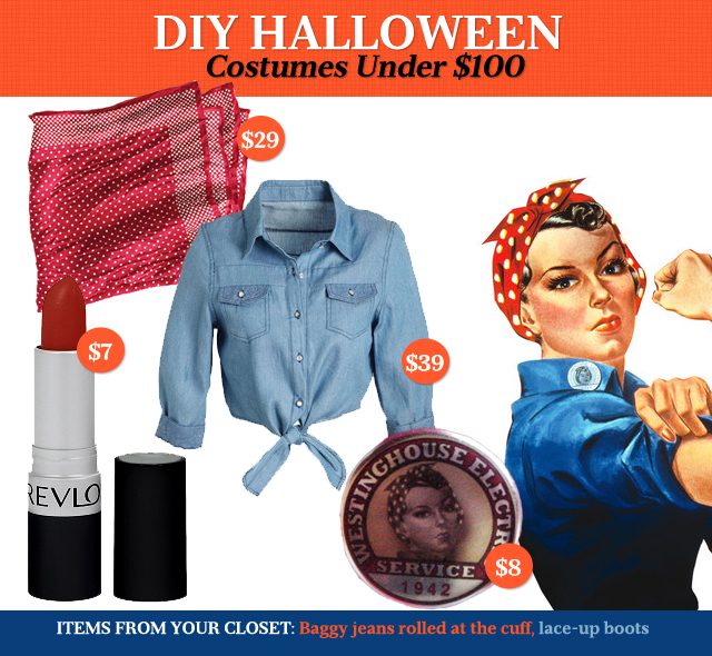 DIY Halloween Costumes Under $100: Rosie the Riveter. 